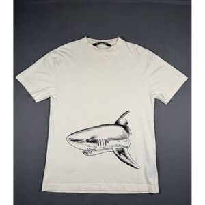 Palm Angels‎ Broken Shark Tee Mens S Cream Luxury Graphic PMAA001S23JER001